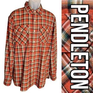 Pendleton Men's Plaid Flannel Collared Burnside Button-Up Shirt Multicolor Large